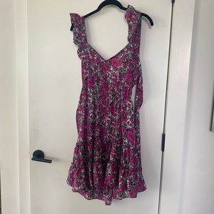 SHEIN Floral Print Ruffled Self Tie Mini Dress